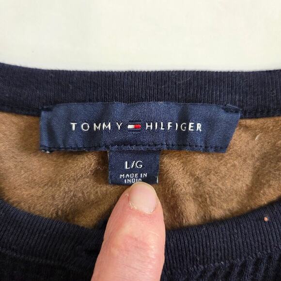 Tommy Hilfiger Large Faux Suede Yoke Henley Top Thermal Western - Picture 7 of 9